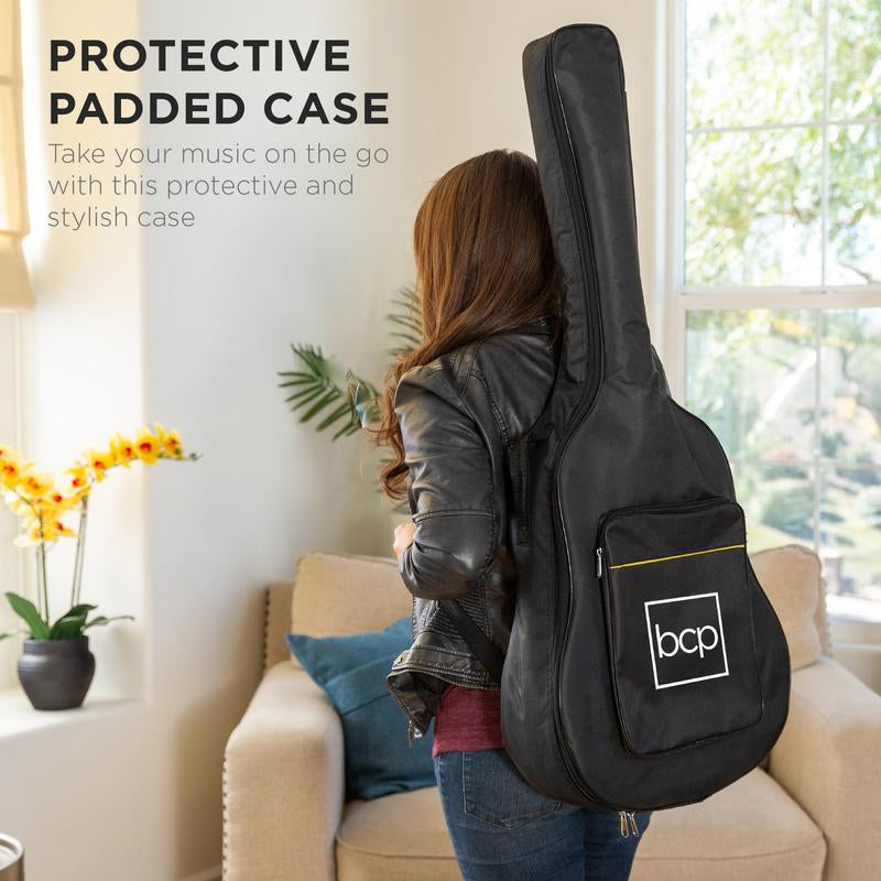 Best Choice Products 41In Full Size All-Wood Acoustic Guitar Starter Kit W/ Gig Bag, Pick, Strap, Rag