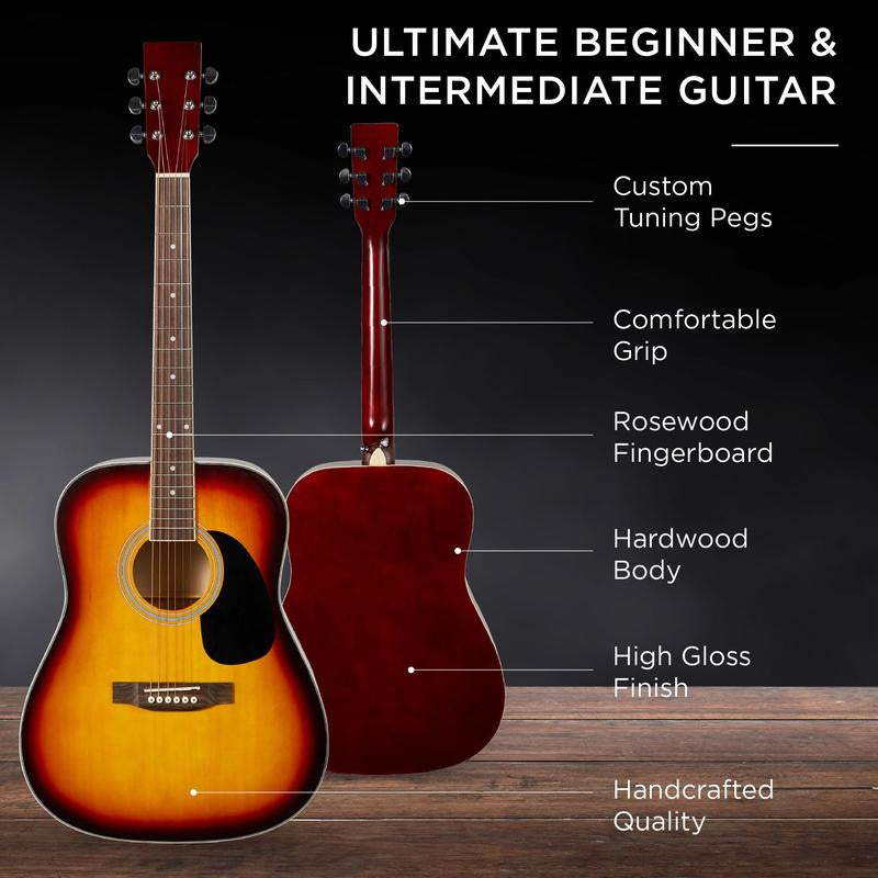 Best Choice Products 41In Full Size All-Wood Acoustic Guitar Starter Kit W/ Gig Bag, Pick, Strap, Rag