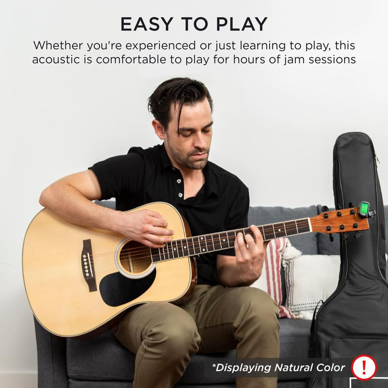 Best Choice Products 41In Full Size All-Wood Acoustic Guitar Starter Kit W/ Gig Bag, Pick, Strap, Rag