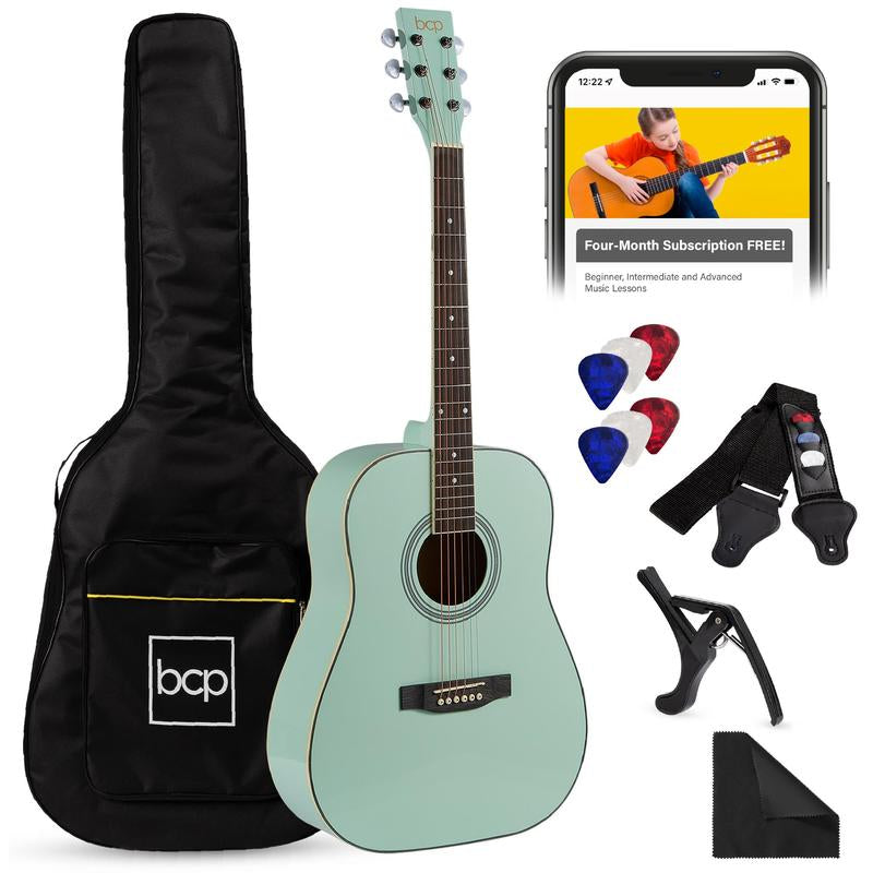 Best Choice Products 41In Full Size All-Wood Acoustic Guitar Starter Kit W/ Gig Bag, Pick, Strap, Rag
