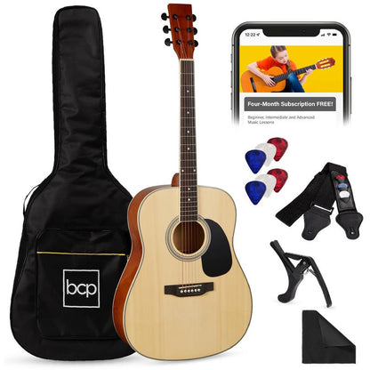 Best Choice Products 41In Full Size All-Wood Acoustic Guitar Starter Kit W/ Gig Bag, Pick, Strap, Rag