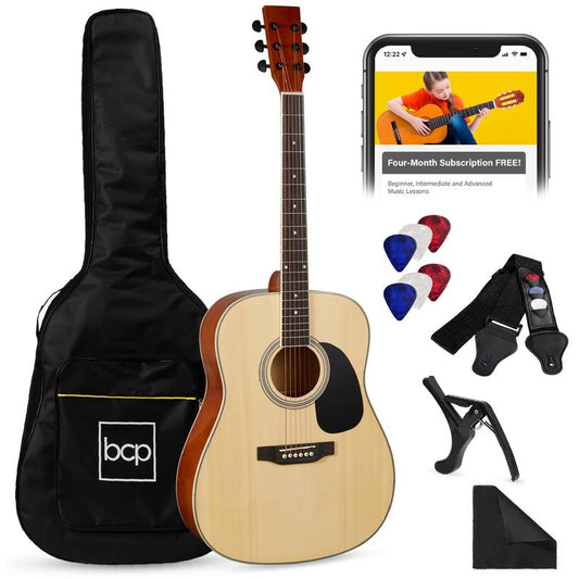 Best Choice Products 41In Full Size All-Wood Acoustic Guitar Starter Kit W/ Gig Bag, Pick, Strap, Rag