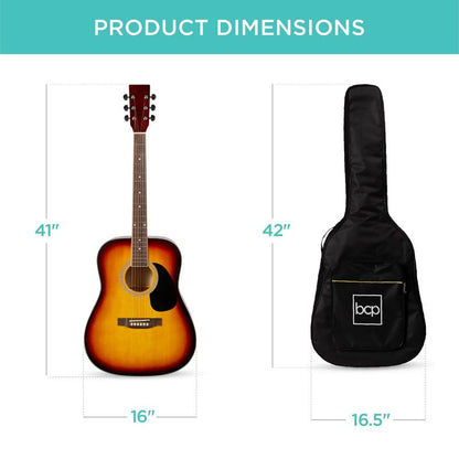 Best Choice Products 41In Full Size All-Wood Acoustic Guitar Starter Kit W/ Gig Bag, Pick, Strap, Rag