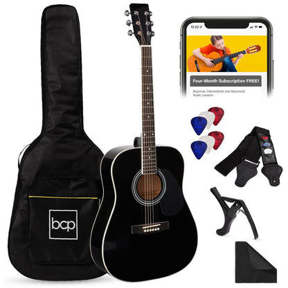 Best Choice Products 41In Full Size All-Wood Acoustic Guitar Starter Kit W/ Gig Bag, Pick, Strap, Rag
