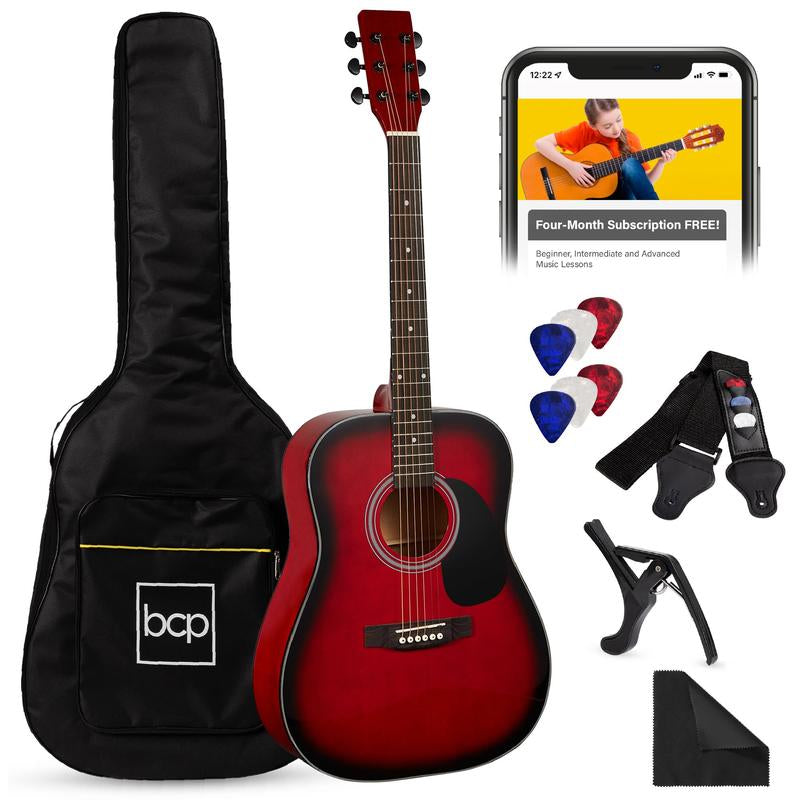 Best Choice Products 41In Full Size All-Wood Acoustic Guitar Starter Kit W/ Gig Bag, Pick, Strap, Rag