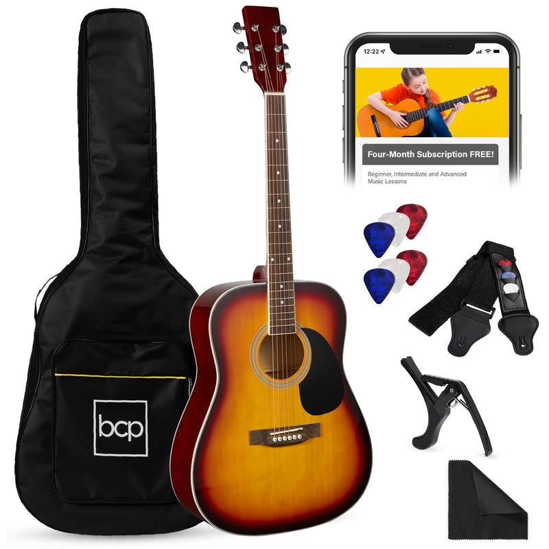 Best Choice Products 41In Full Size All-Wood Acoustic Guitar Starter Kit W/ Gig Bag, Pick, Strap, Rag